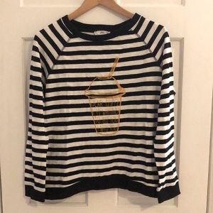 Mango Black & White Long Sleeve Striped Top, M